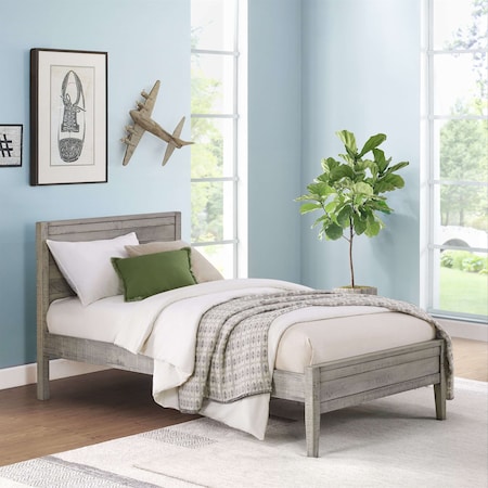 Windsor Panel Wood Twin Bed, Driftwood Gray